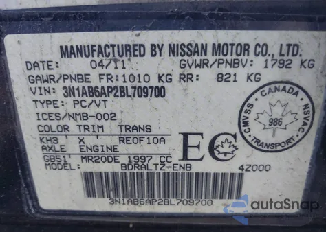 2011 Nissan Sentra 2.0S z USA, uszkodzony, nr VIN 3N1AB6AP2BL709700